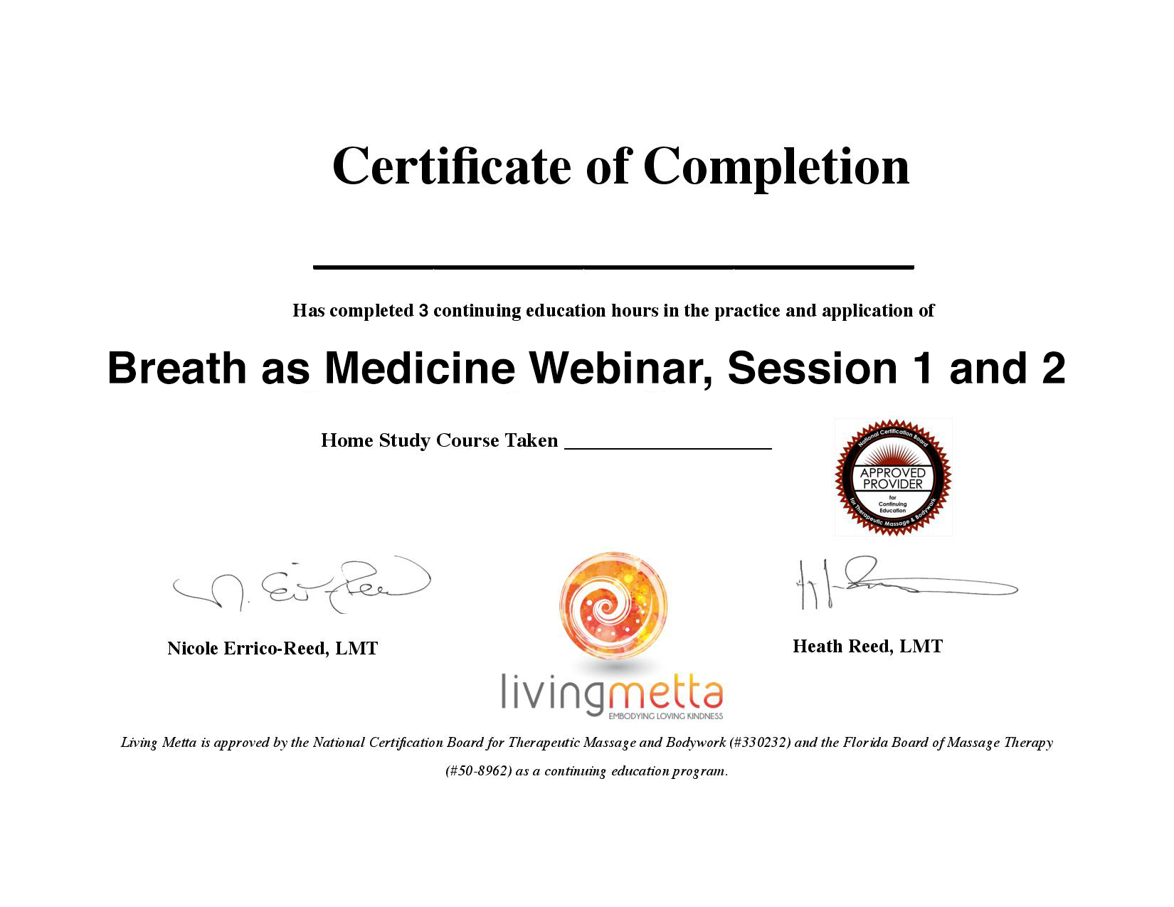 breathasmedicinecertificate Living Metta