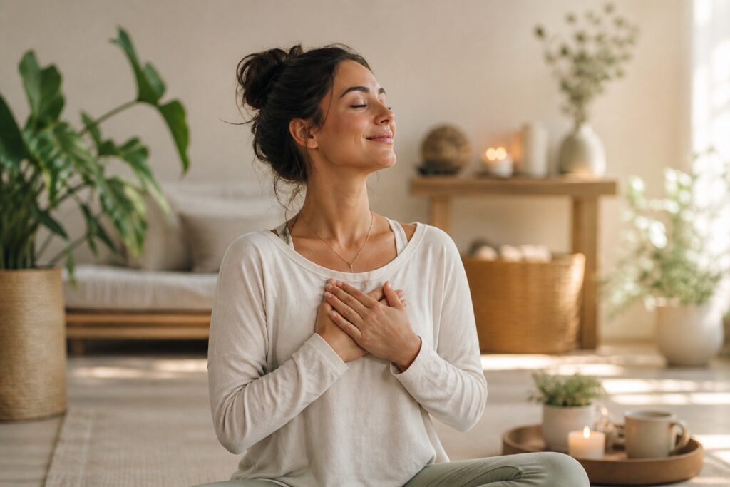 woman practicing loving kindness lifestyle