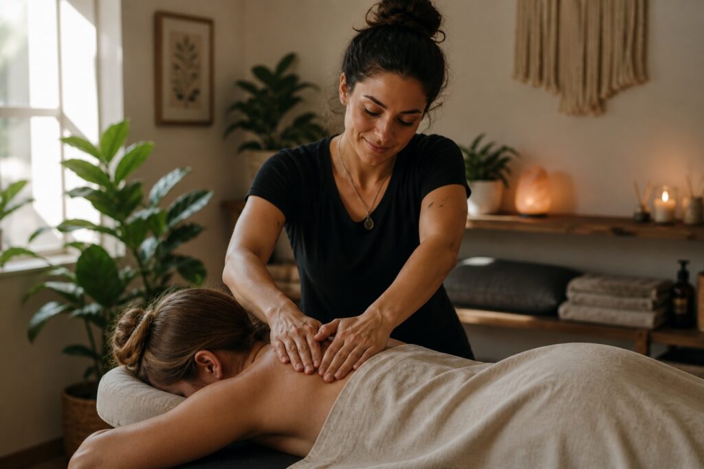 massage therapist working on client but can struggle with self care